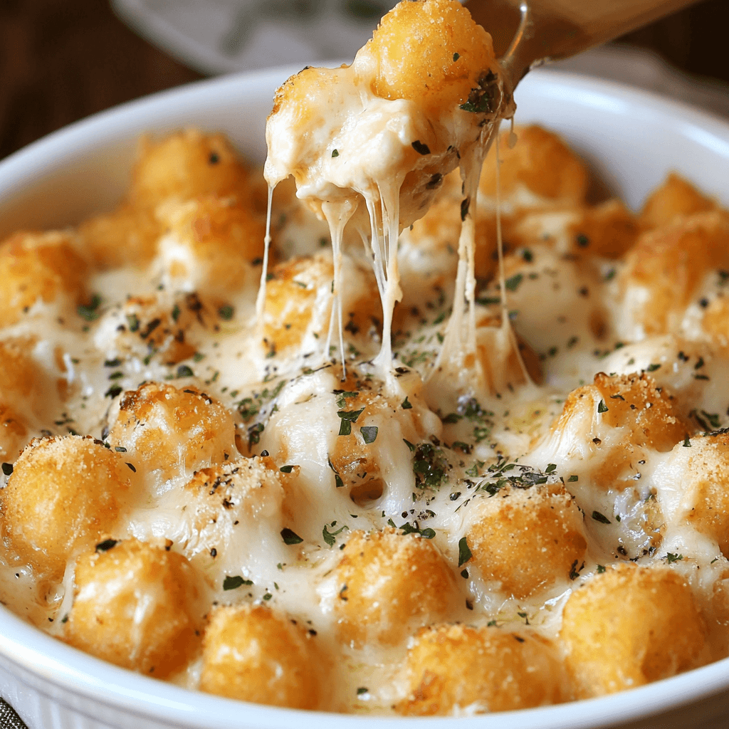 Creamy Garlic Parmesan Tater Tot Casserole