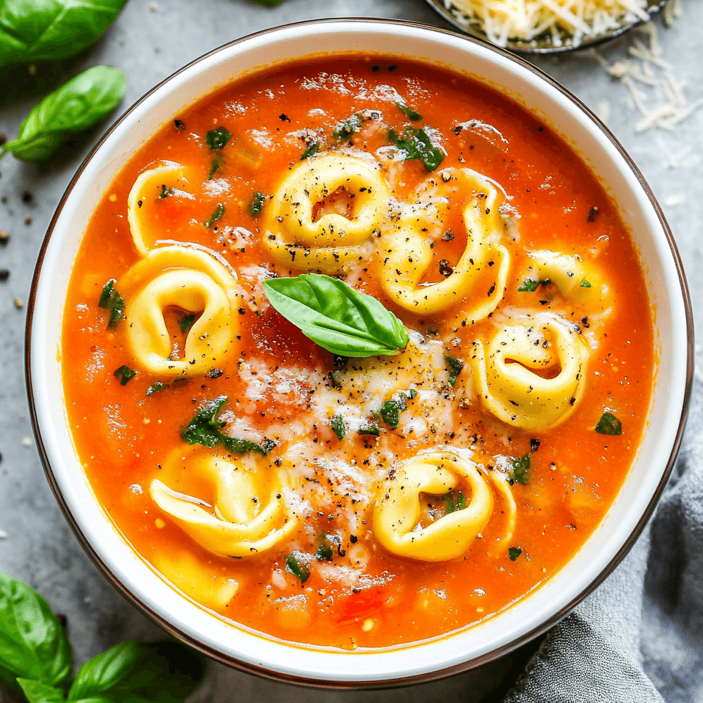 Slow Cooker Tomato Tortellini Soup