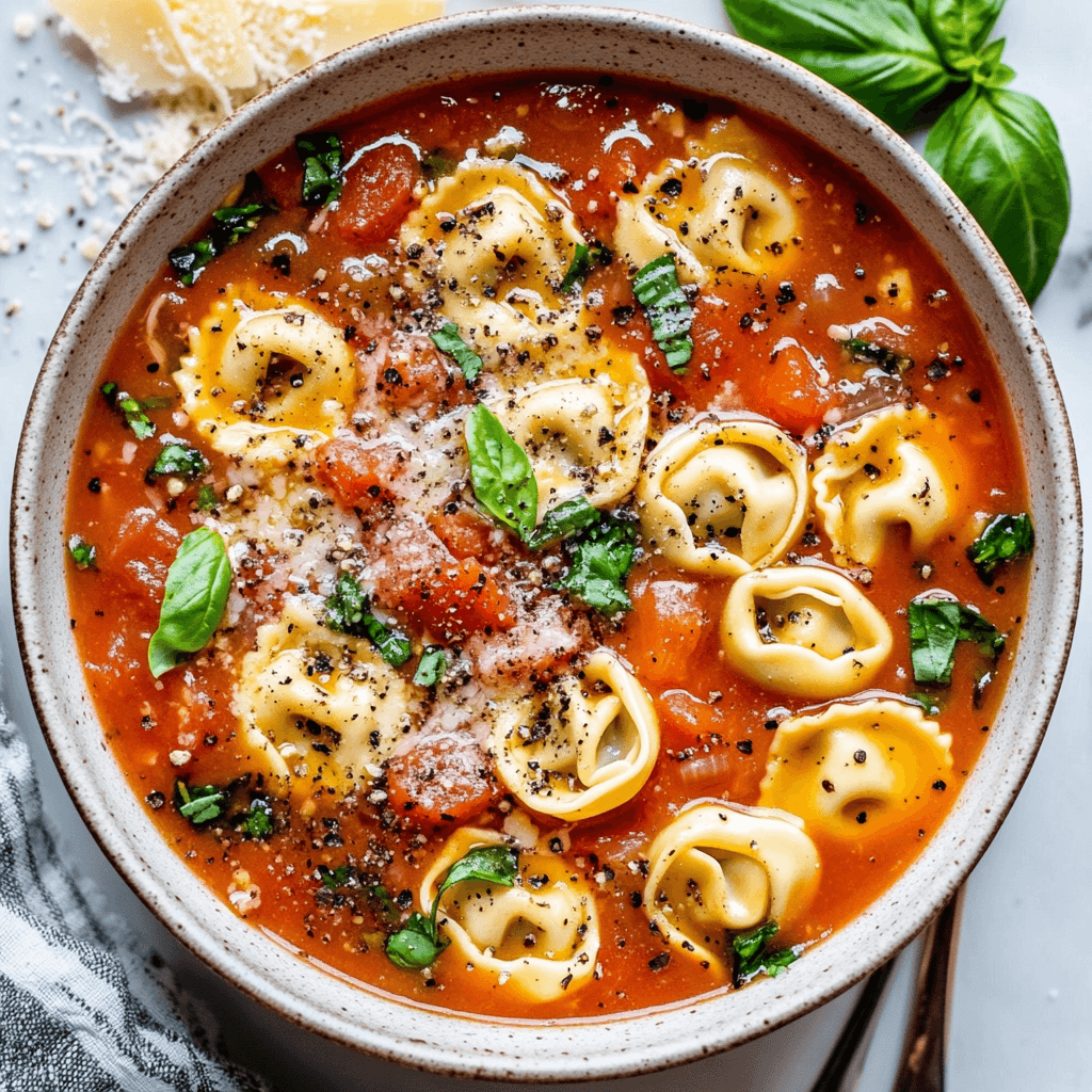 Slow Cooker Tomato Tortellini Soup
