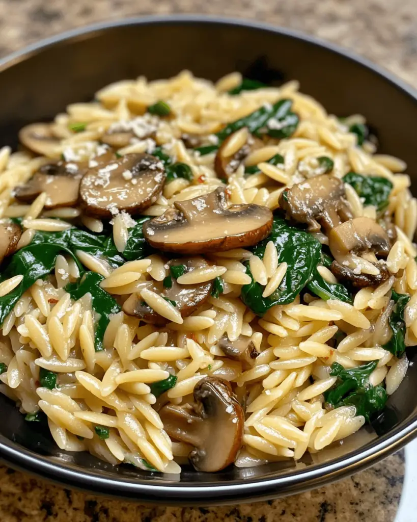 Spinach Mushroom Orzo