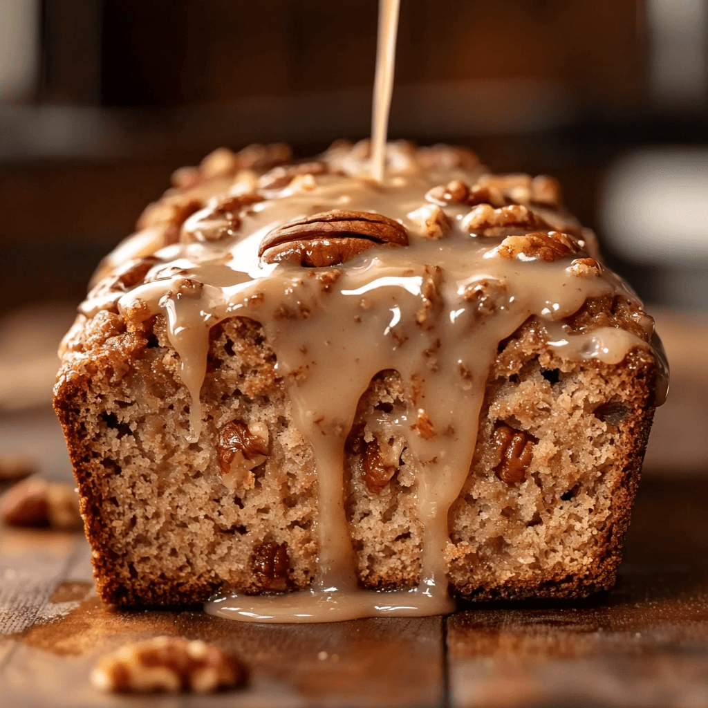 Buttermilk Sweet Alabama Pecan Bread with Maple Glaze
