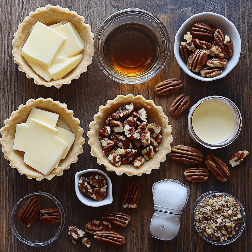 Buttery Bourbon Caramel Pecan Tarts ingredients