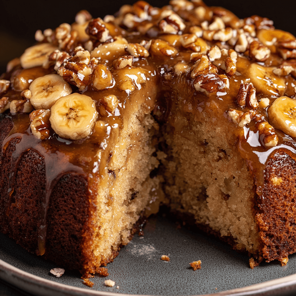 Caramelized Banana Cake with Cinnamon and Walnuts