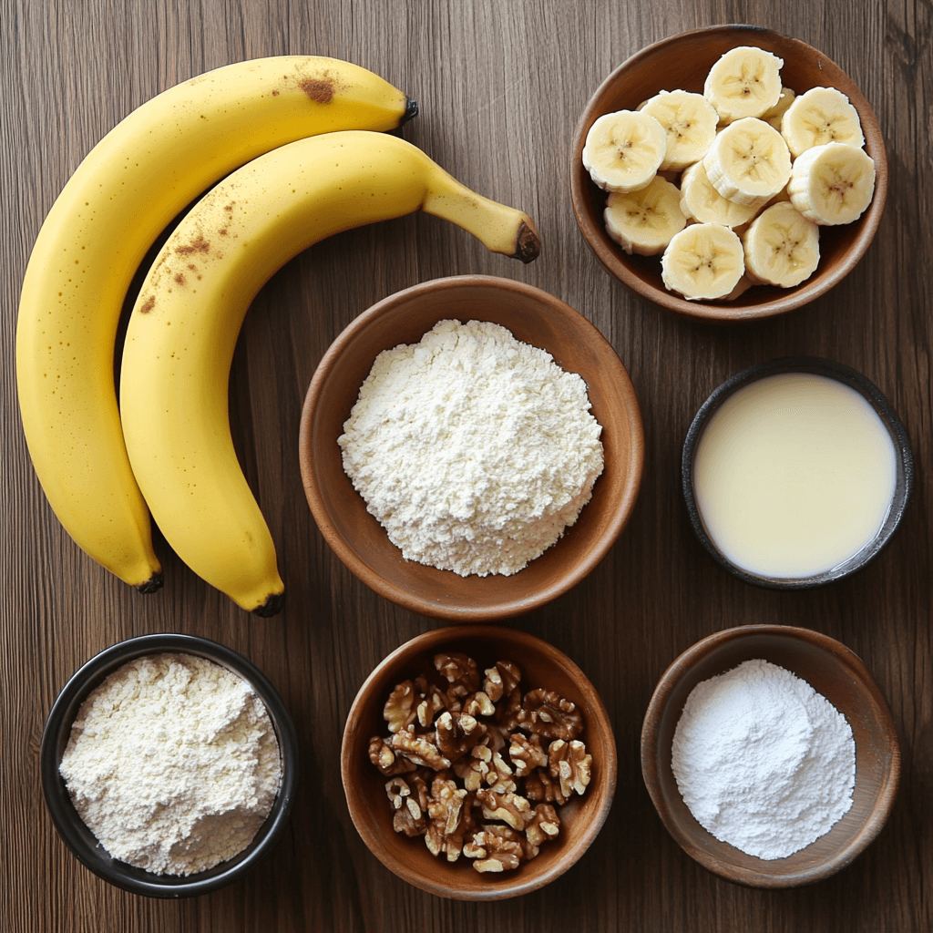 Caramelized Banana Cake with Cinnamon and Walnuts ingredients