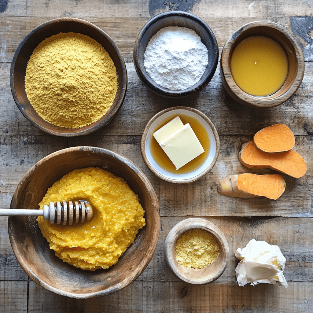 Honey Butter Sweet Potato Cornbread ingredients