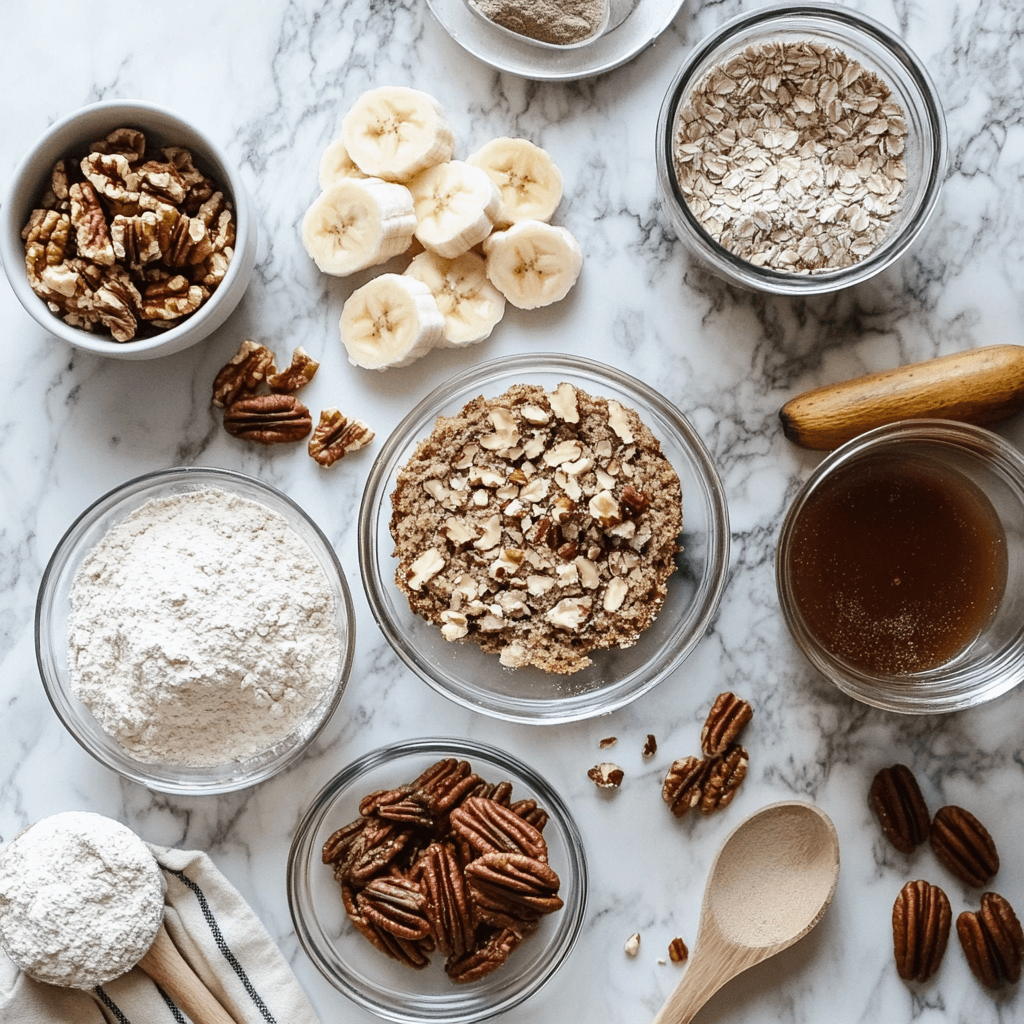 Maple Pecan Banana Bread ingredients