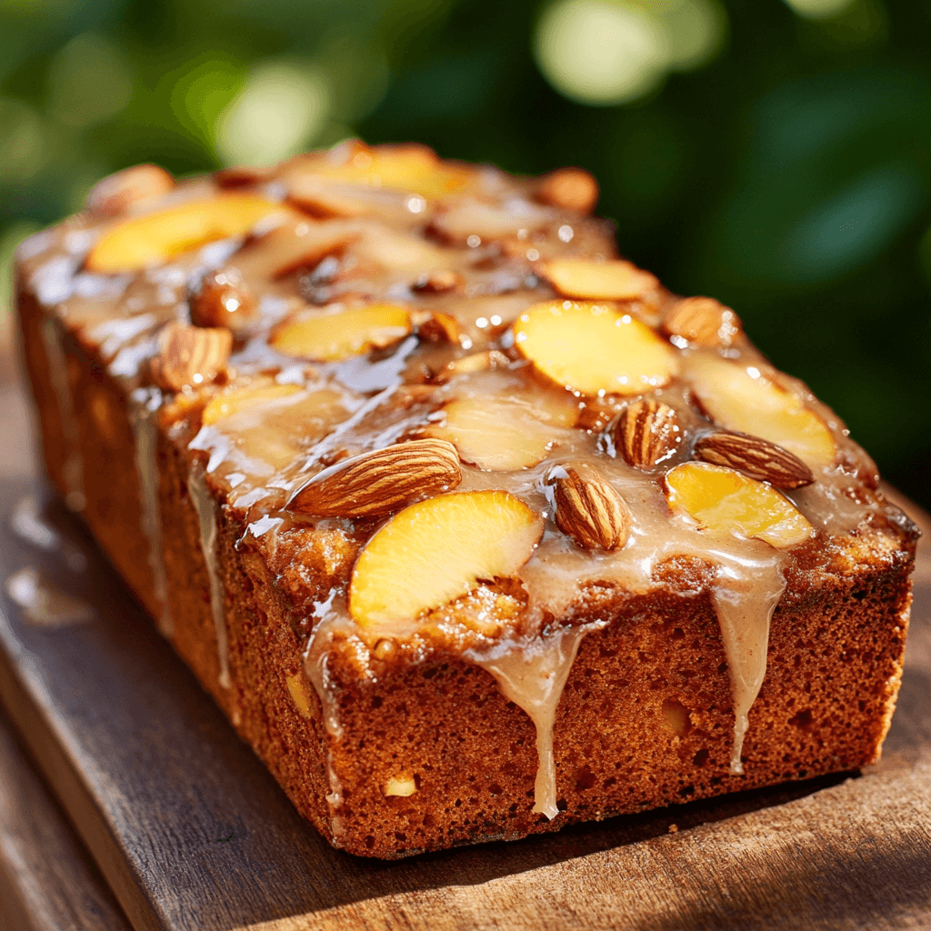 Peach Almond Buttermilk Bread with Peach Glaze