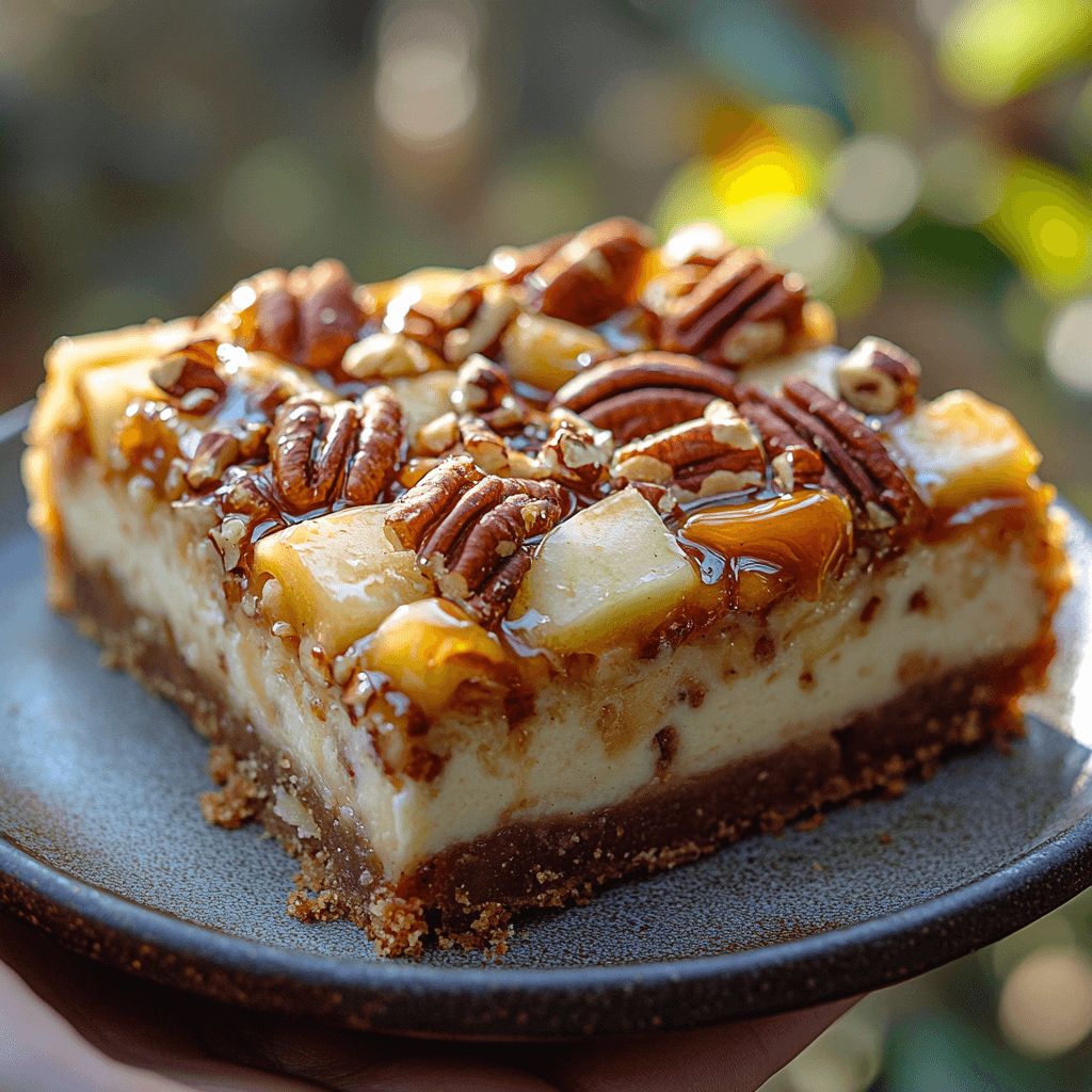 Delicious Caramel Apple Pecan Cheesecake Bars