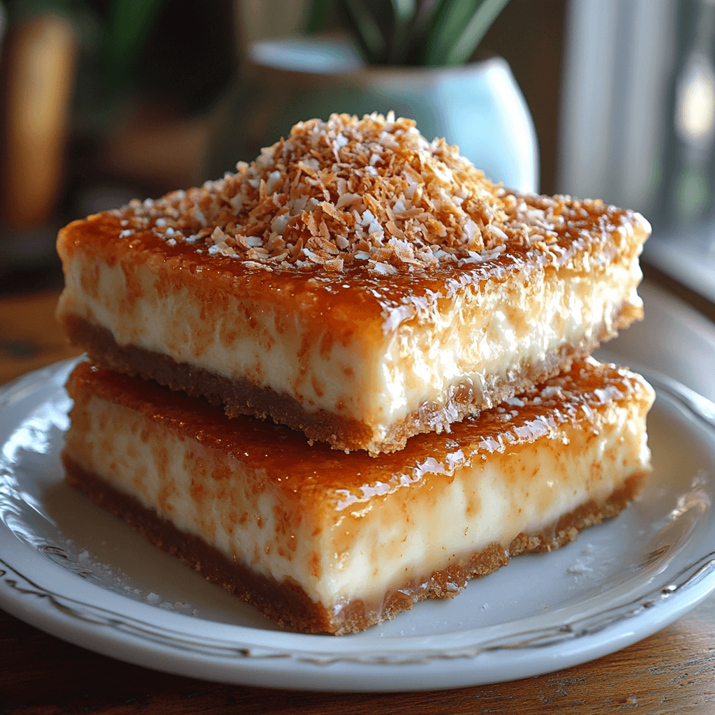 Caramel and Coconut Cheesecake Bars