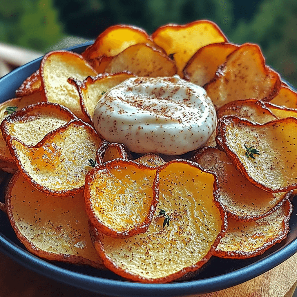 Crispy Cinnamon Apple Chips with Creamy Almond Dip