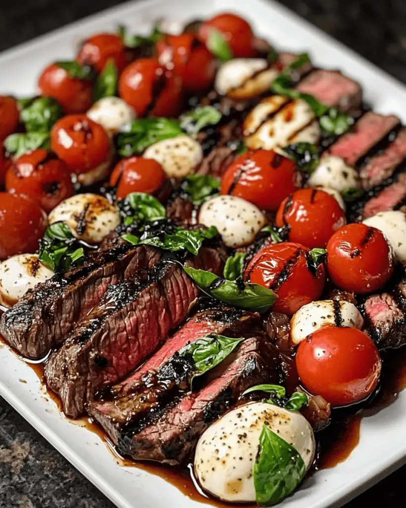 Balsamic Caprese Grilled Flank Steak with a Twist