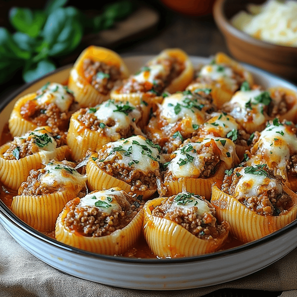 Beef-Stuffed Shells with Creamy Ricotta Filling