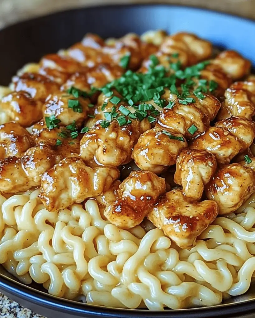 Cafeteria Noodles with Garlic Butter Chicken Bites 