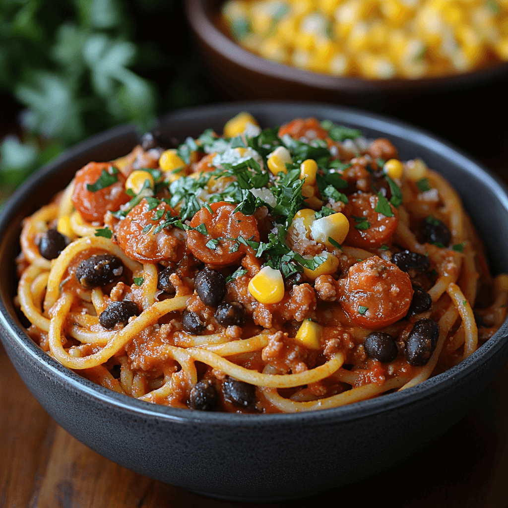 Cheesy Taco Spaghetti with a Twist 