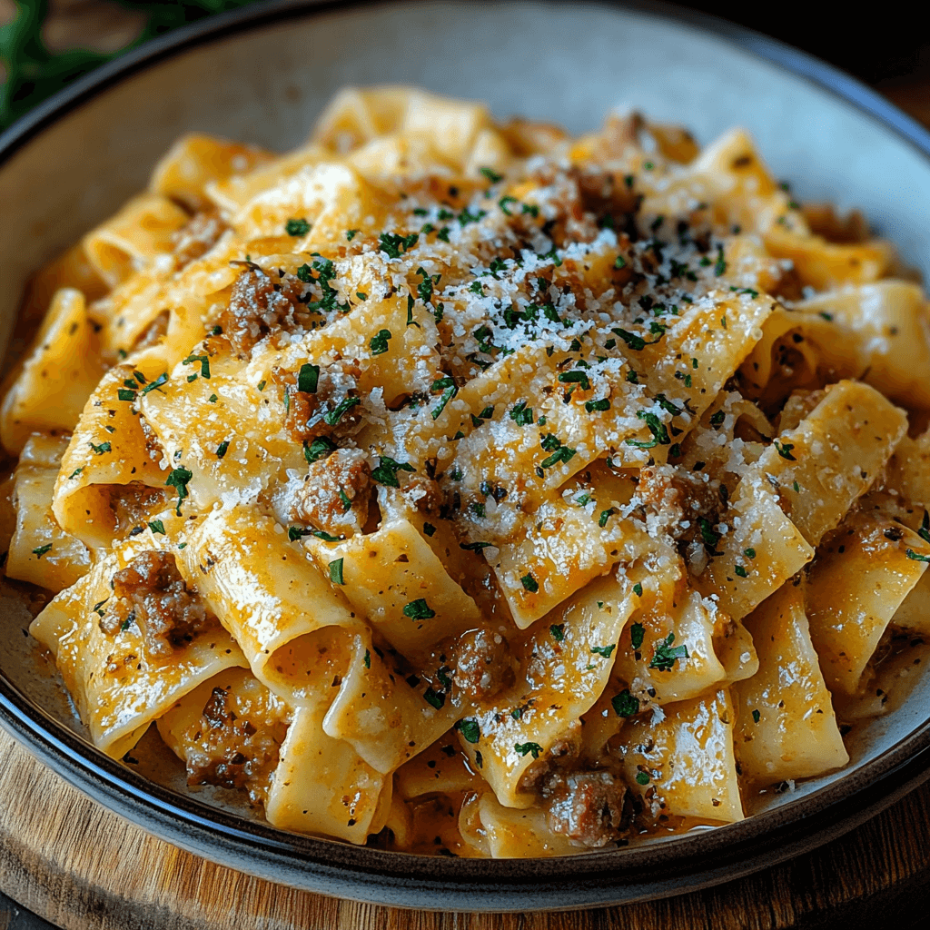 Creamy Calabrian Chili Pappardelle with Sausage & Fennel