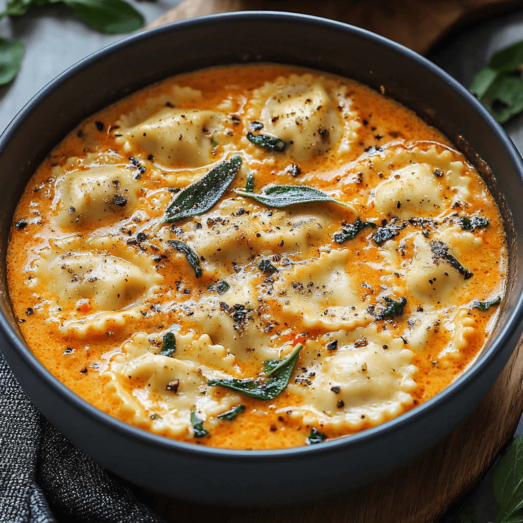 Creamy Tuscan Ravioli Soup