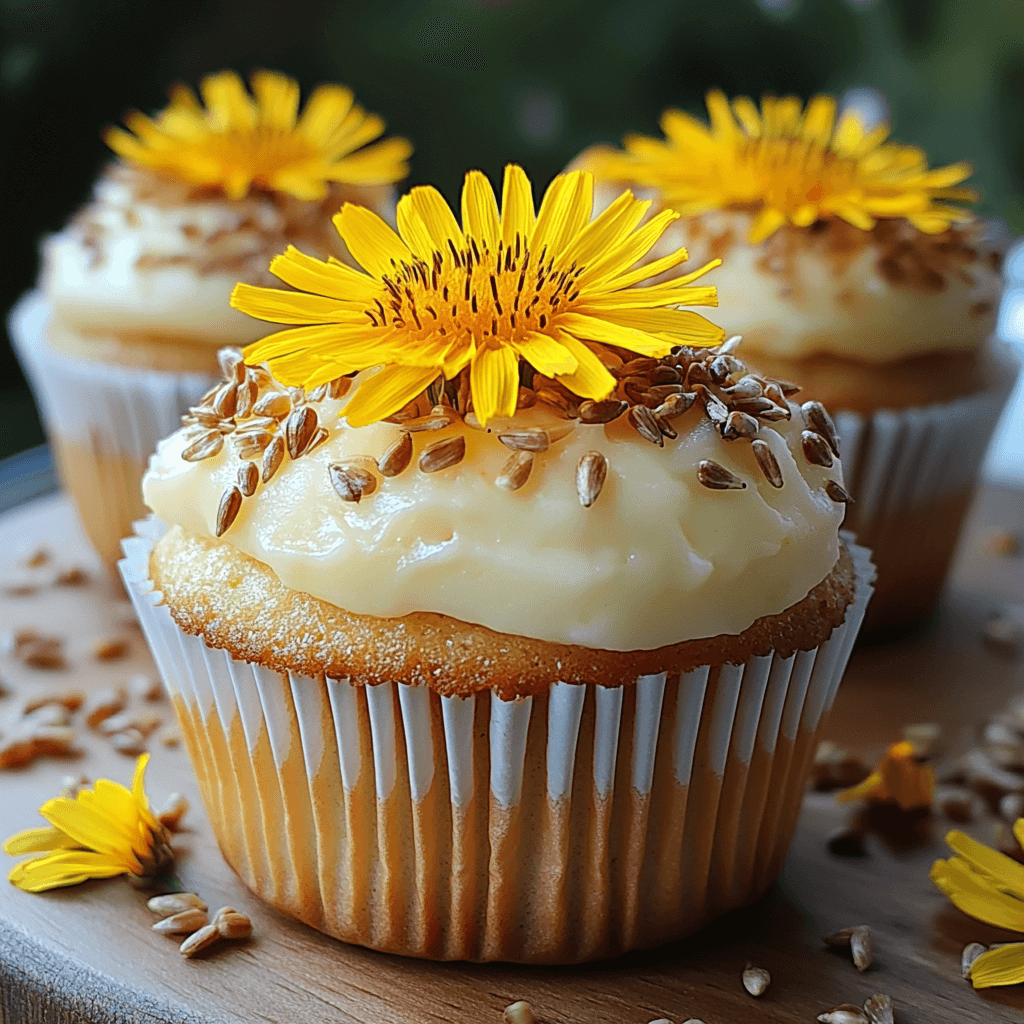Dandelion Cupcakes with Sunflower Seeds