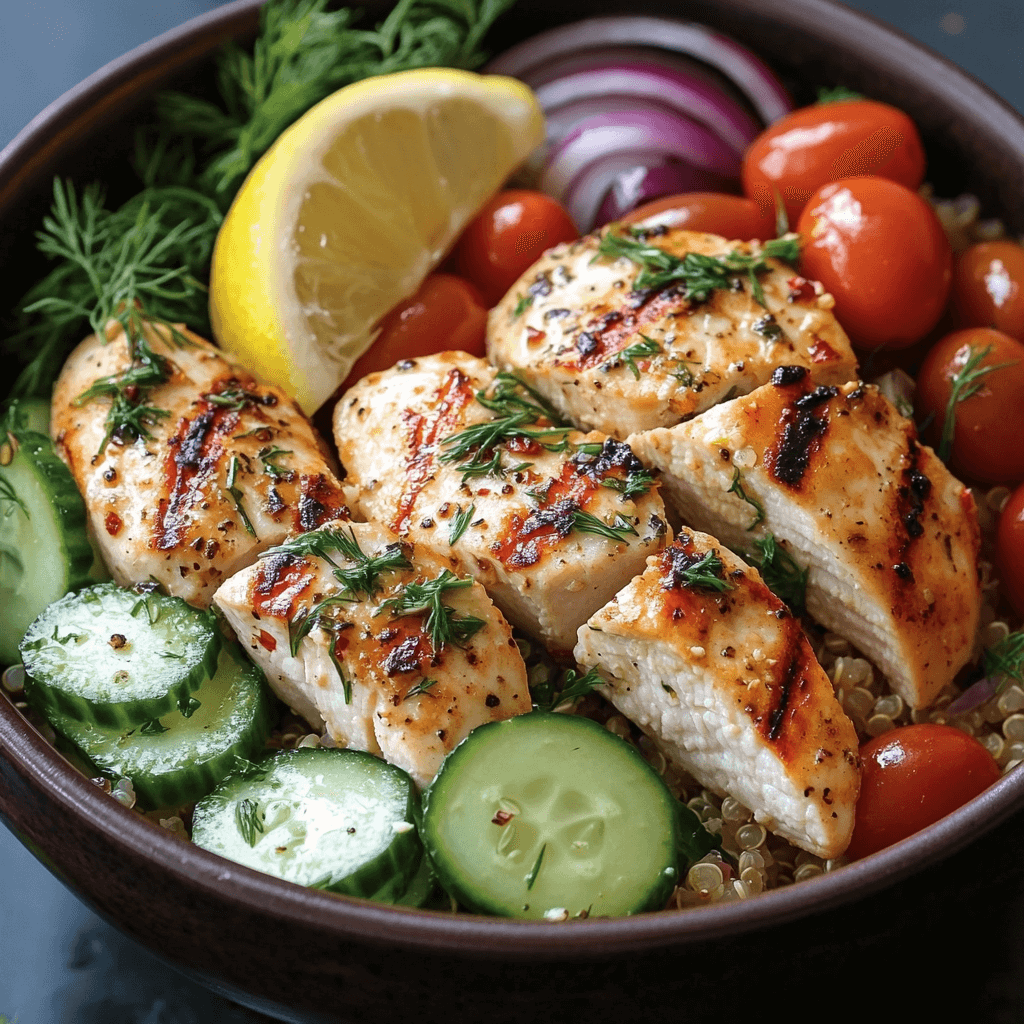 Delicious & Easy Mediterranean Lemon-Dill Chicken Bowls