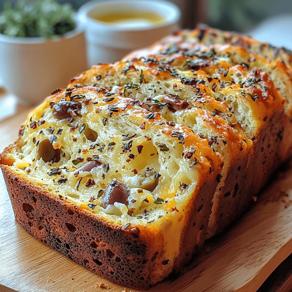 Delicious Savory Cheese and Olive Quick Bread