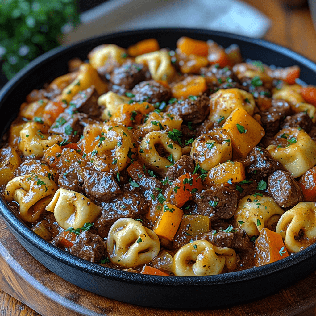 Deliciously Decadent Cheesesteak Tortellini in Rich Provolone Sauce