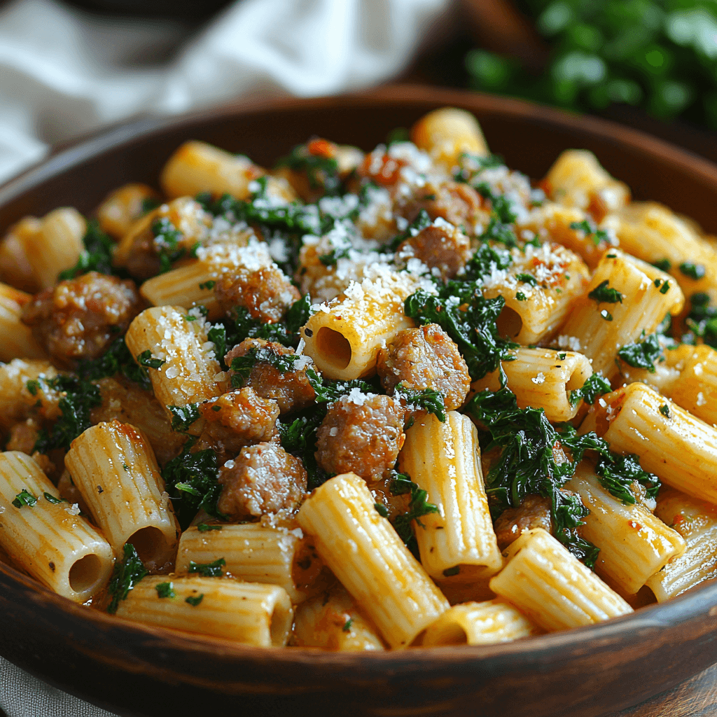 Deliciously Savory Sausage and Dandelion Greens Pasta