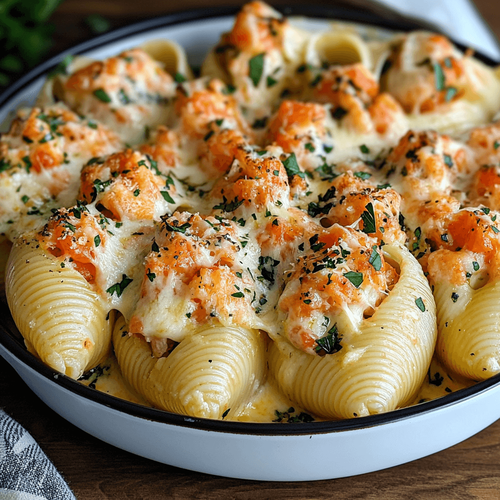 Easy Creamy Seafood Stuffed Shells