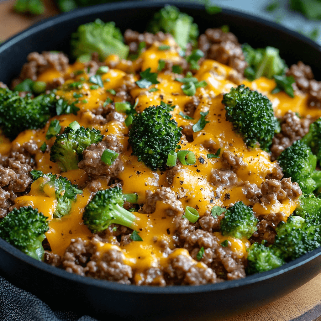 Keto Hamburger and Broccoli Skillet