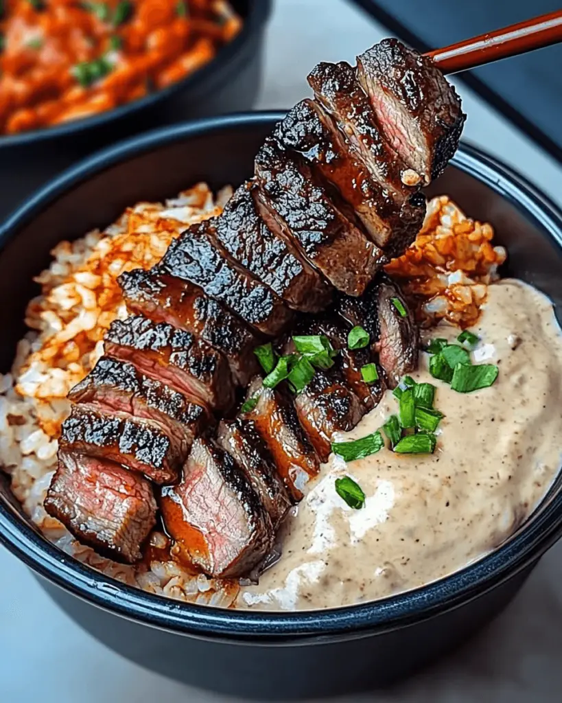 Korean BBQ Steak Bowls with Creamy Sauce