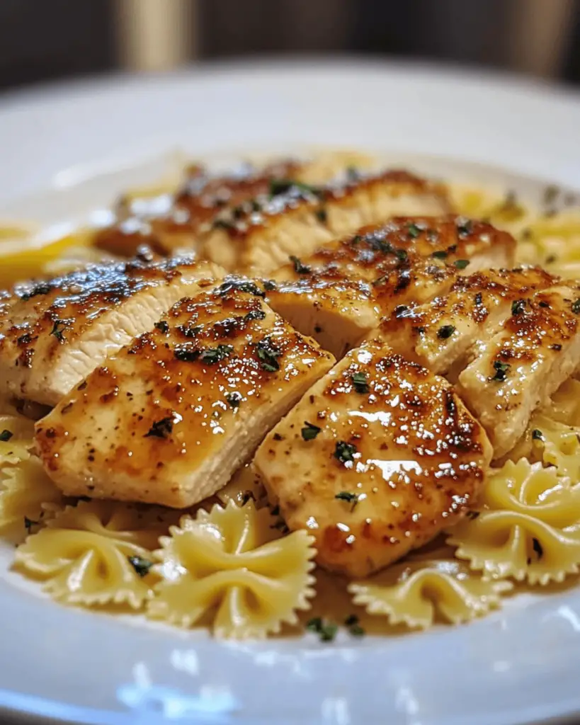 Lemon Garlic Chicken with Parmesan Bowtie Pasta