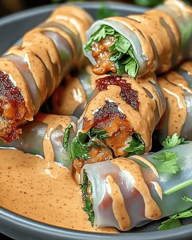 Savory Spring Rolls with Creamy Peanut Lime Sauce