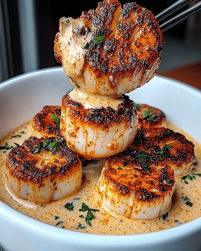 Seared Scallops with Spicy Cajun Cream Sauce
