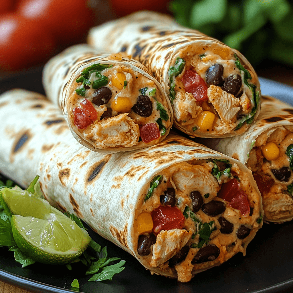 Seven Layer Chicken Burritos