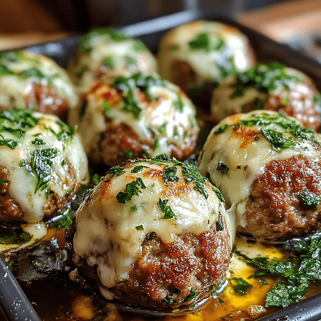 Spinach Garlic Meatballs Stuffed with Mozzarella