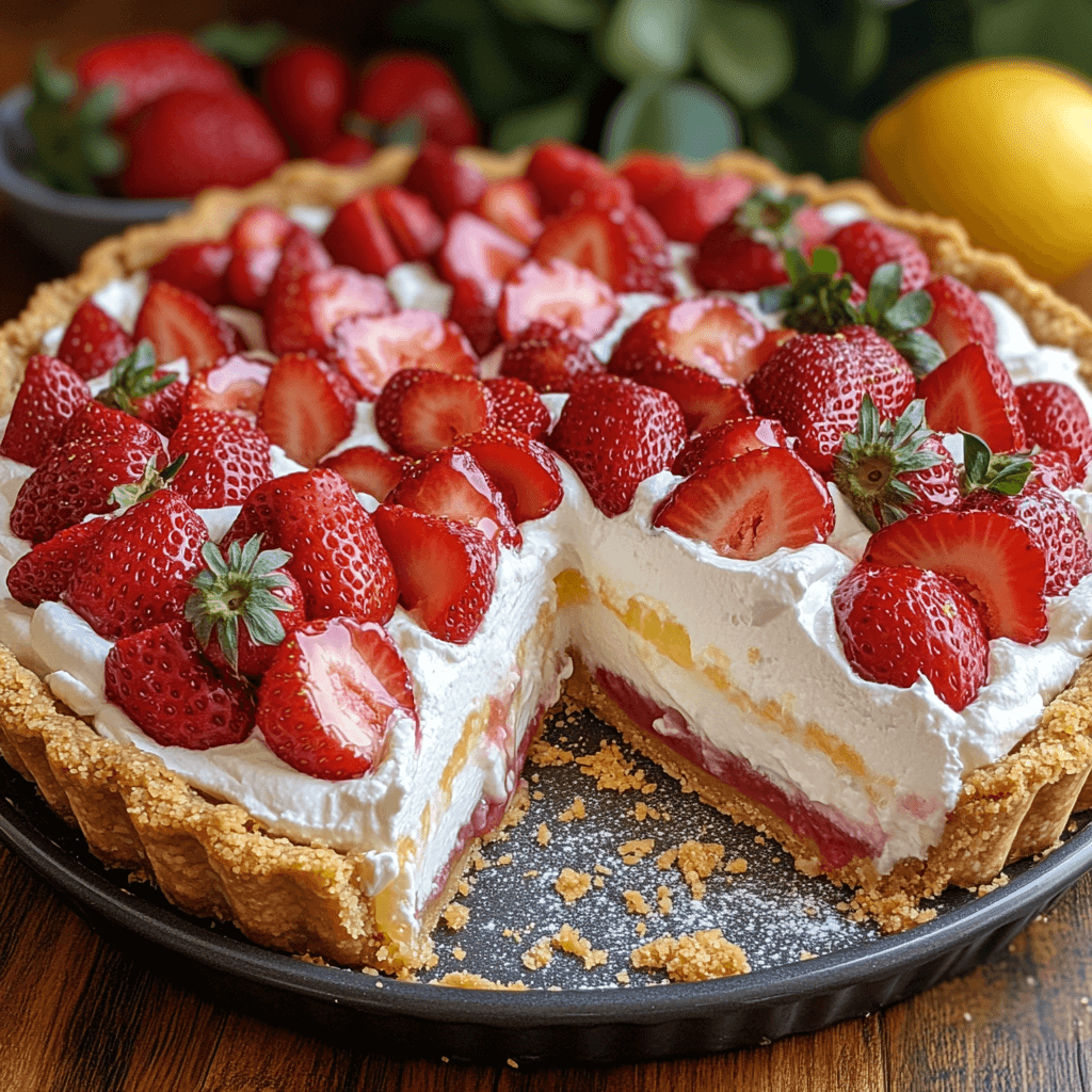 Strawberry Lemon Angel Pie