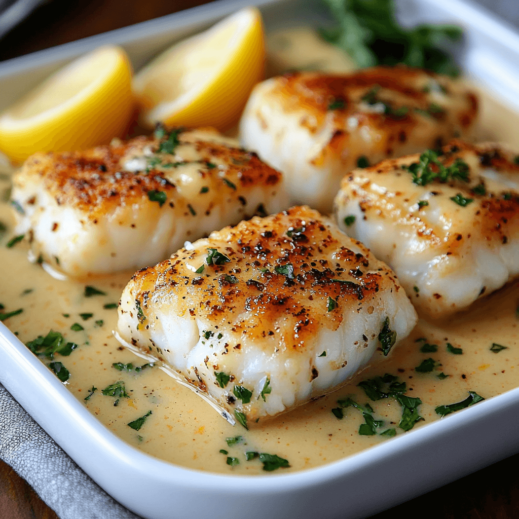 Tasty Baked Cod in Coconut Lemon Cream Sauce 