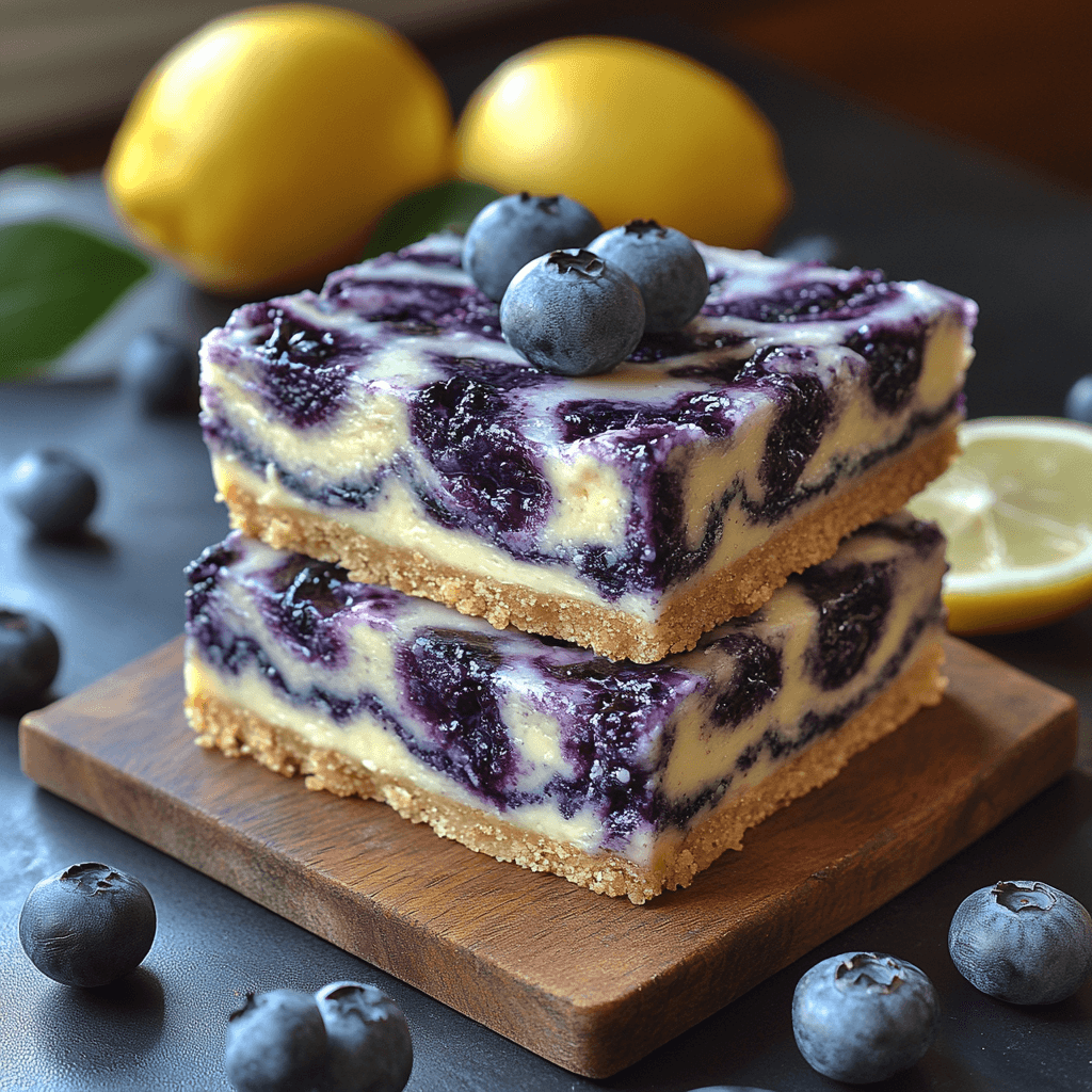 Lemon Blueberry Cheesecake Swirl Bars