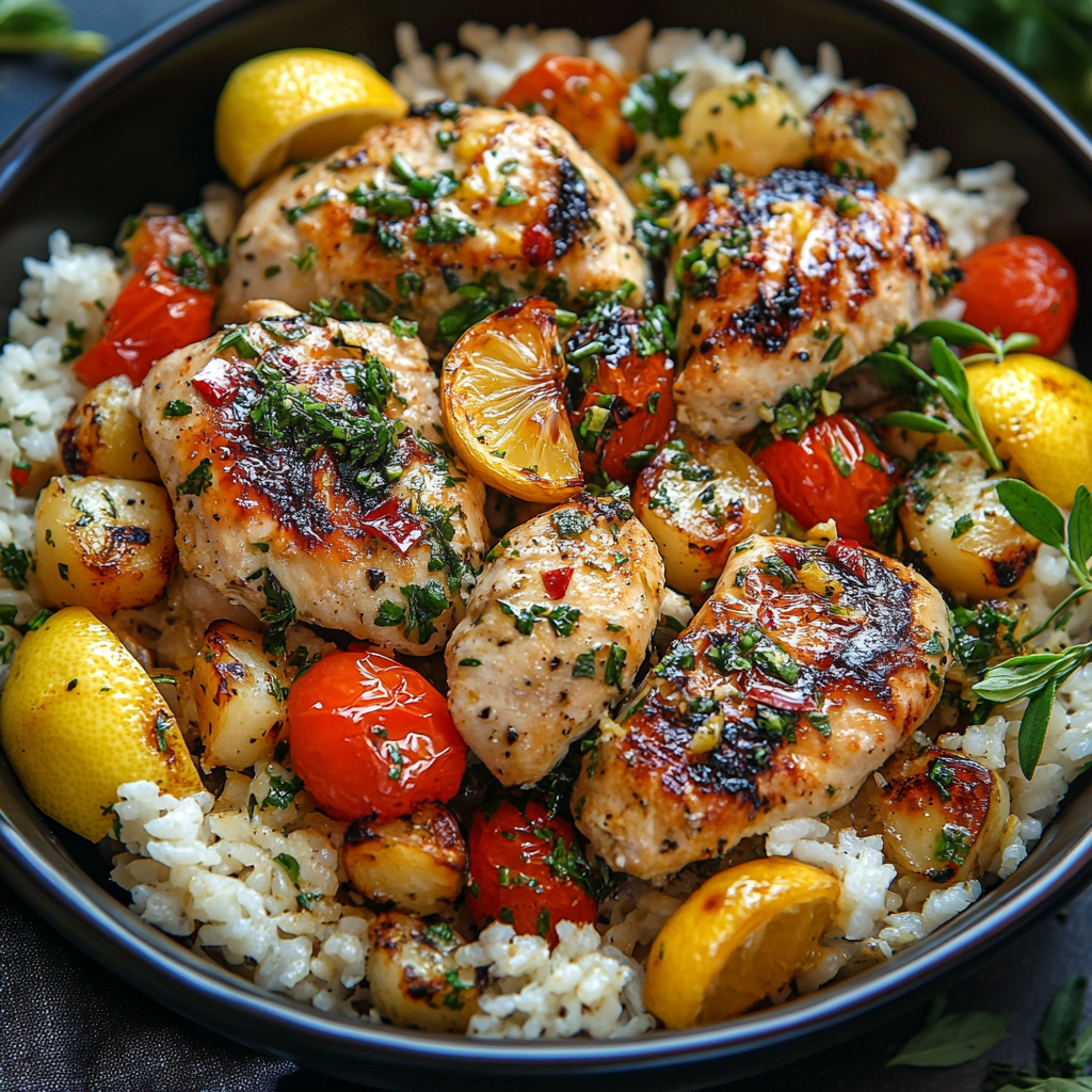 Delicious Greek Chicken with Lemon Rice Recipe