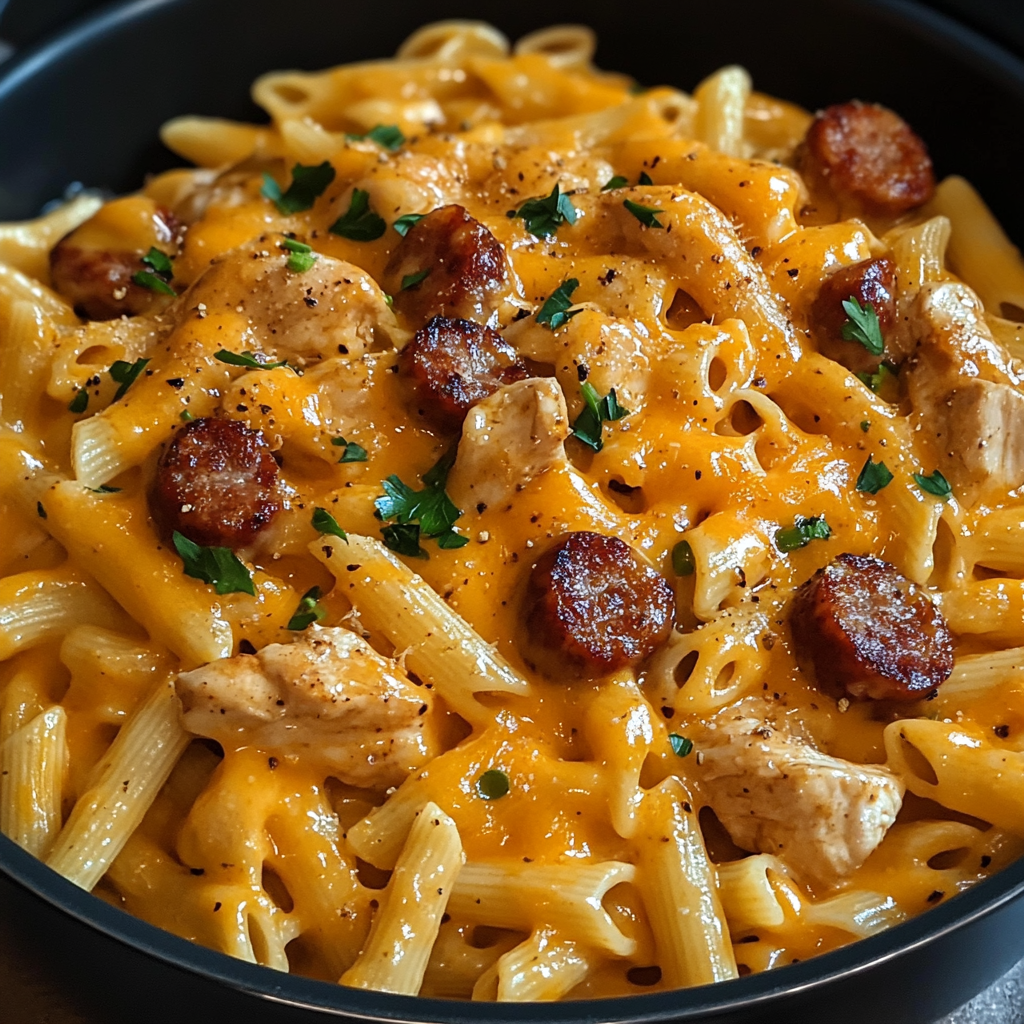 One-Pot Smoky Cheddar Ranch Chicken & Sausage Pasta