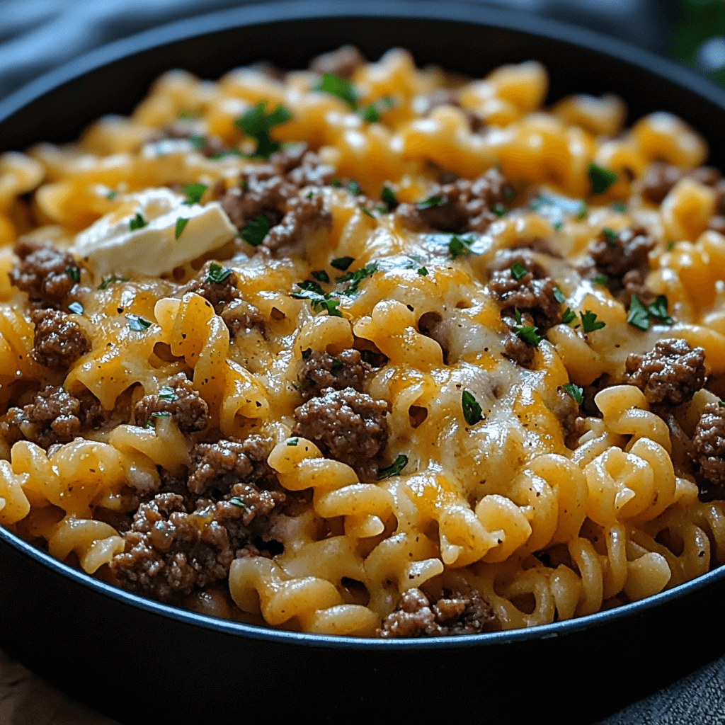 One-Pot Beef and Cheddar Ranch Pasta