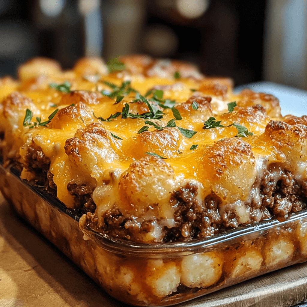 Cheesy Tater Tot Meatloaf Casserole