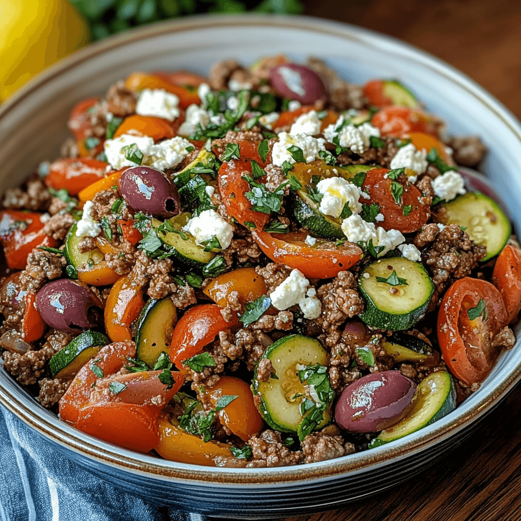 Mediterranean Ground Beef Stir Fry