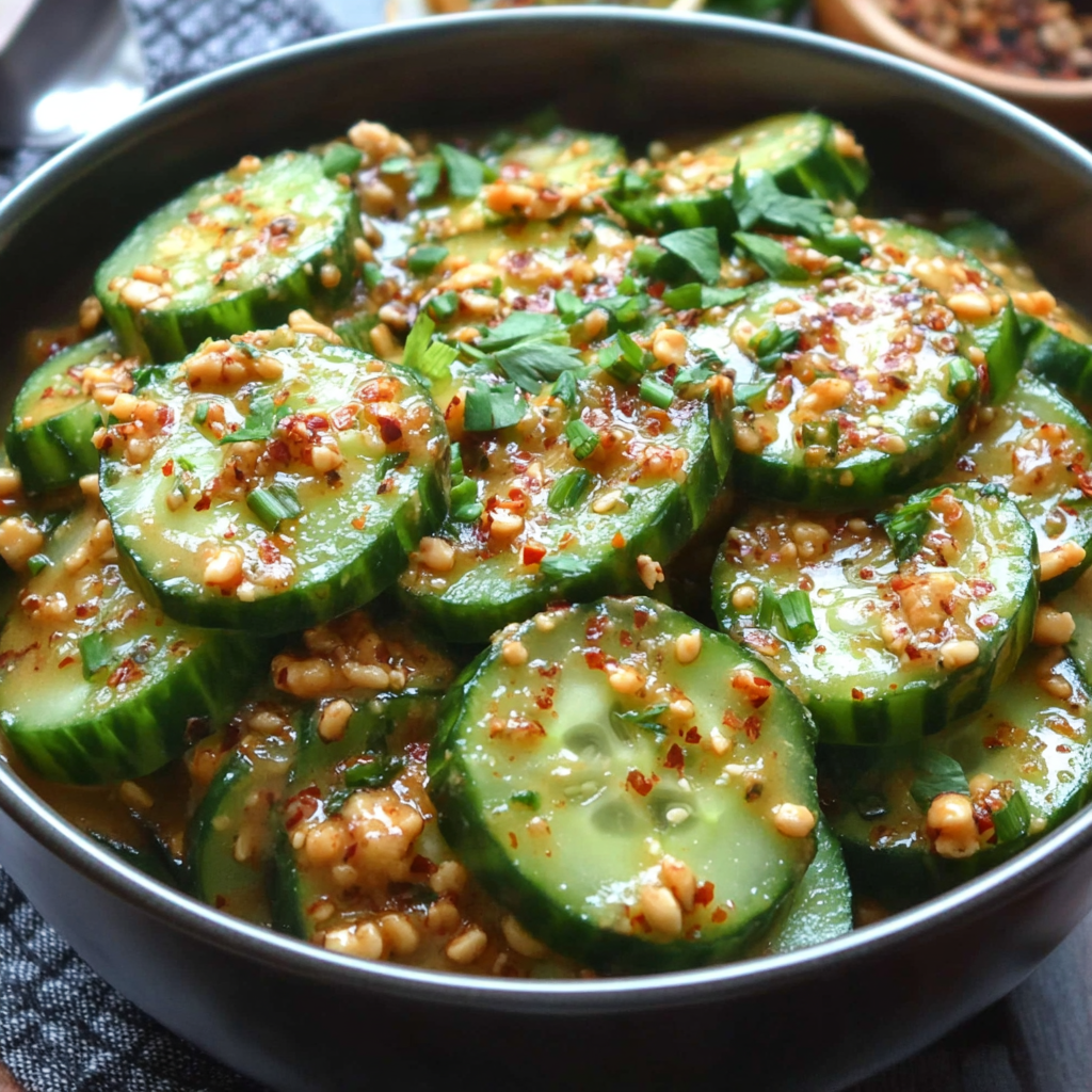 Cucumbers in Spicy Peanut Sauce
