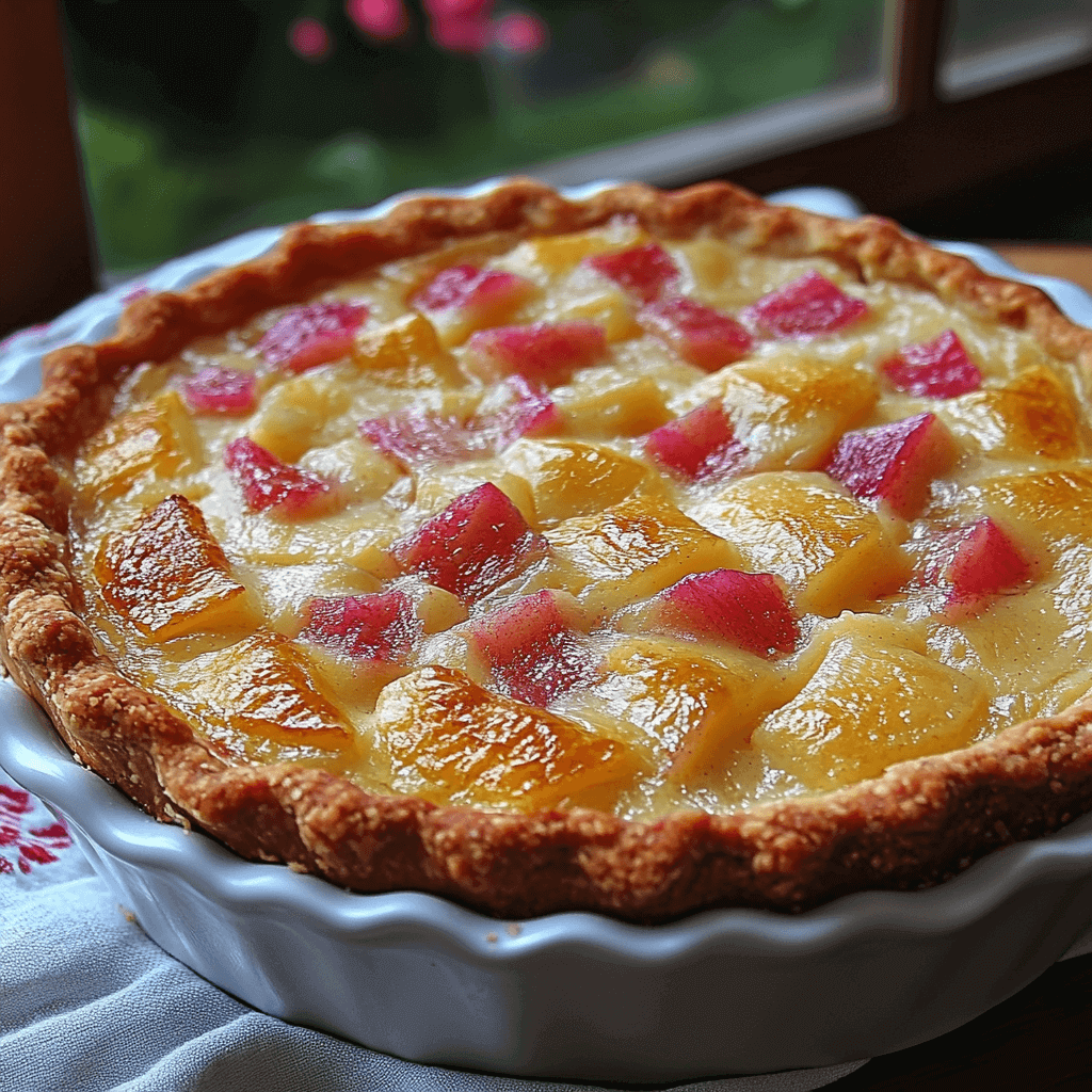 Crustless Rhubarb Custard Pie
