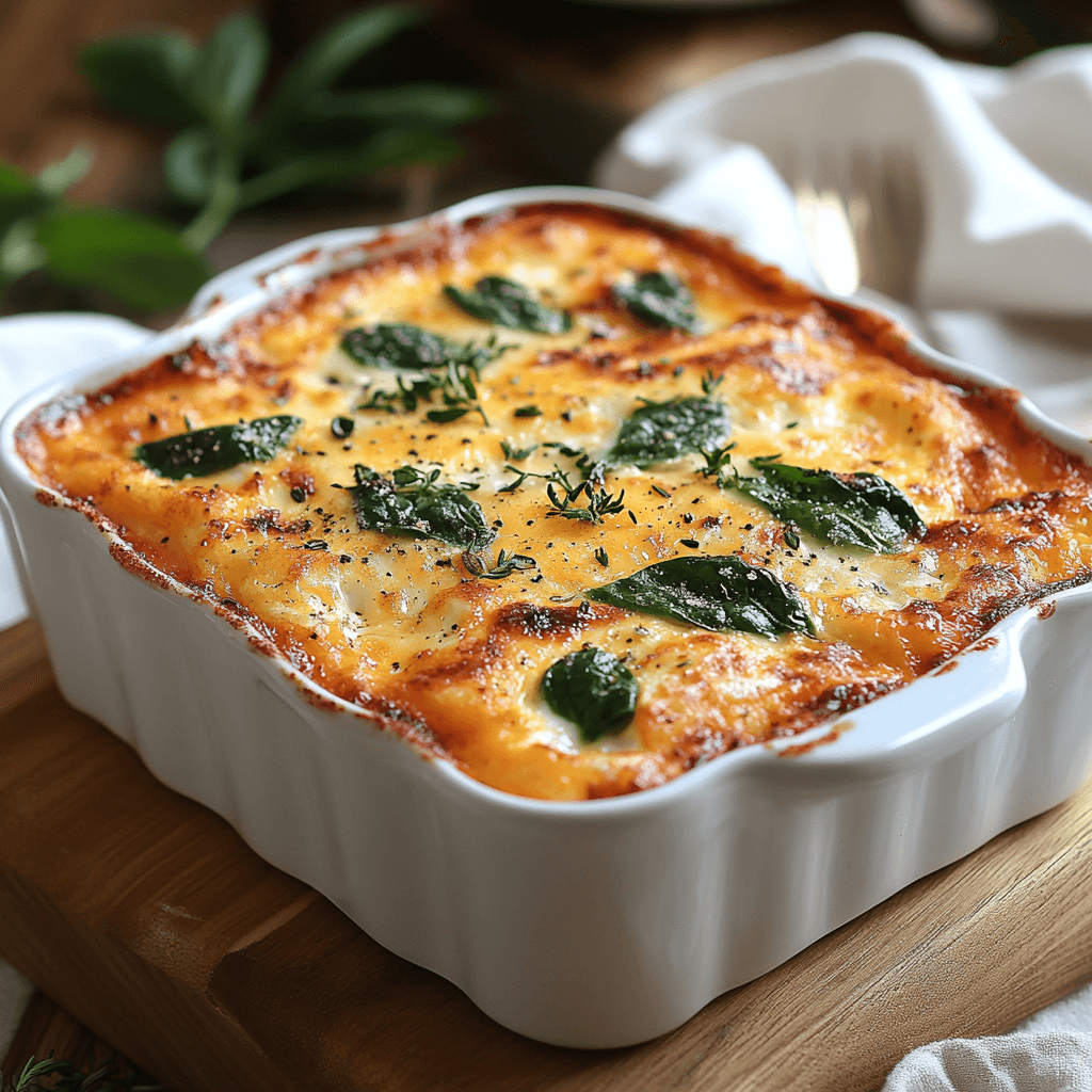 Make-Ahead Egg Casserole with Spinach and Cheese