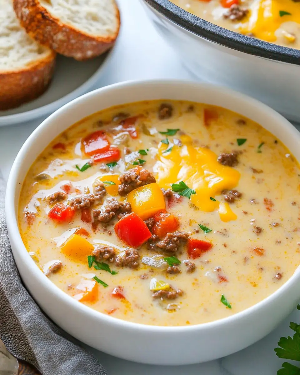 Crockpot Cheeseburger Soup First Image First Image