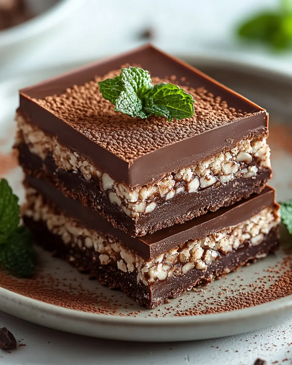 No-Bake Chocolate Mint Crisp Bars First Image First Image