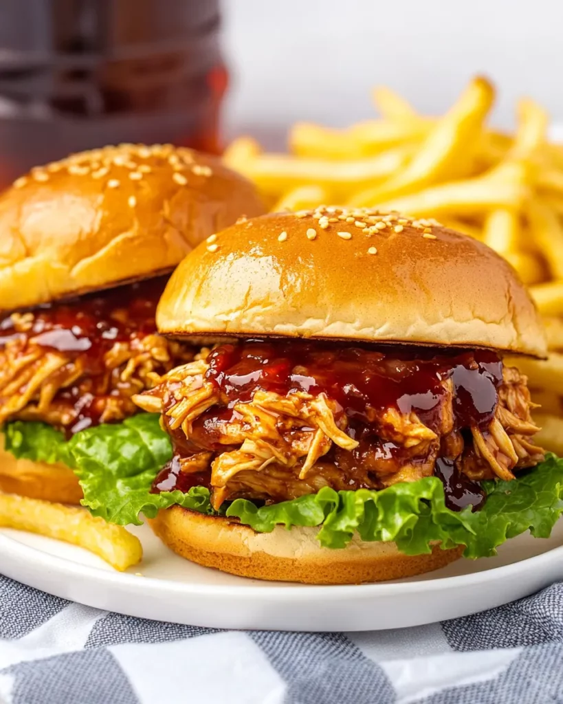 Crockpot Cherry Cola Chicken Sandwiches for Easy Weeknights First Image First Image