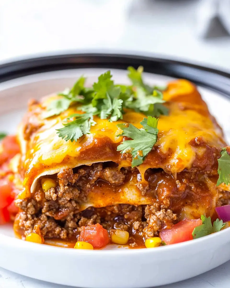 Crockpot Beef Enchilada Casserole First Image First Image