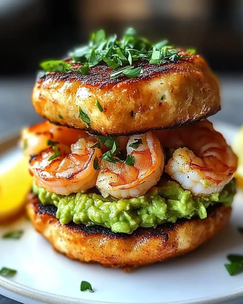 Homemade Shrimp Burger with Guacamole First Image First Image