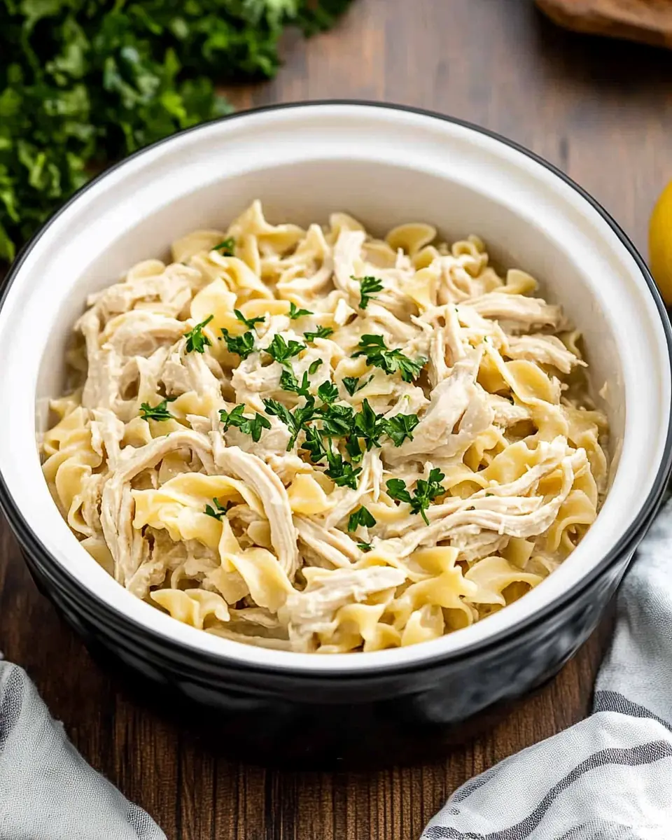 Why This Slow Cooker Chicken and Noodles Is My Favorite Comfort Food First Image First Image